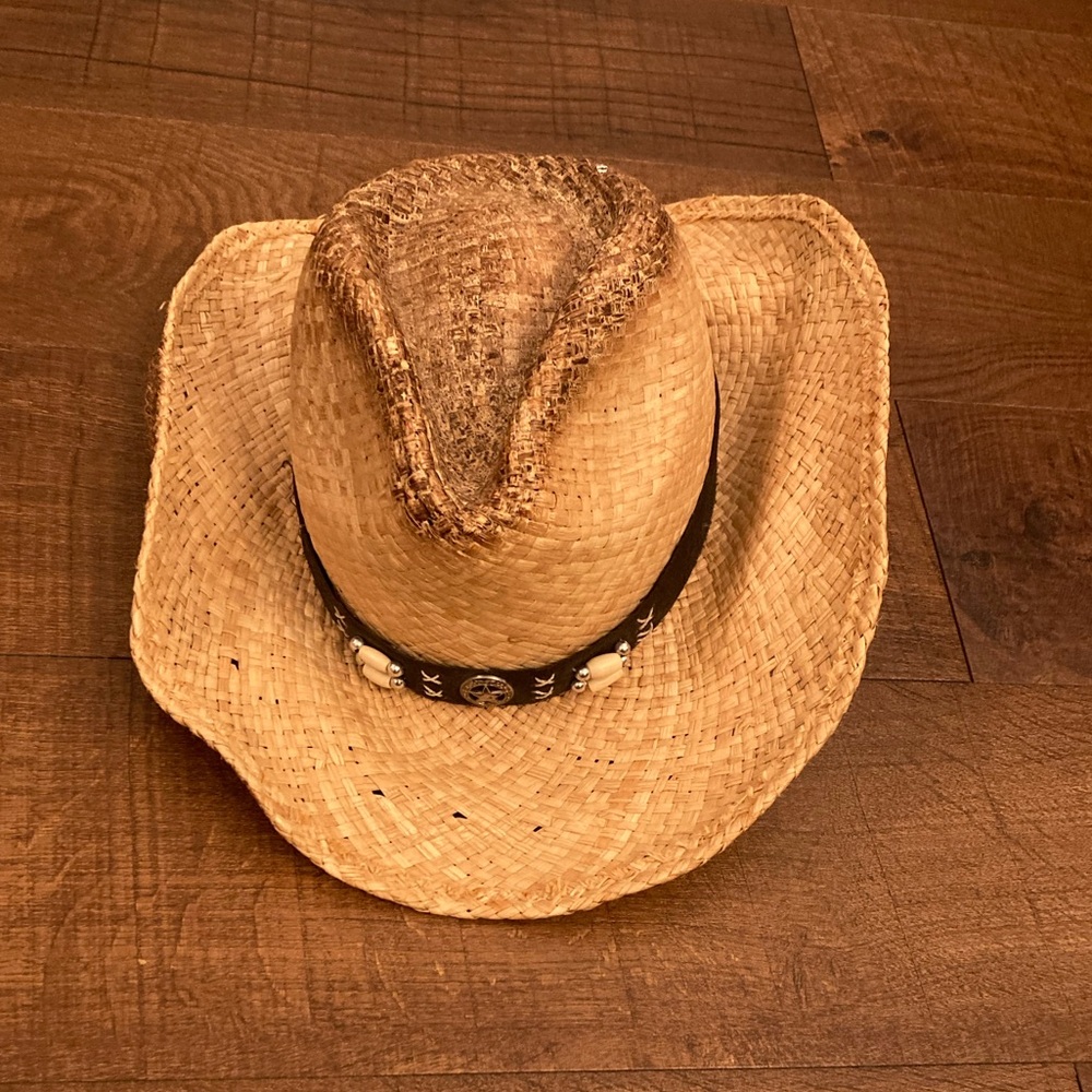 BULLHIDE Cowboy Hat Rancher Straw Beaded Detail Boho Western Rodeo Country XL